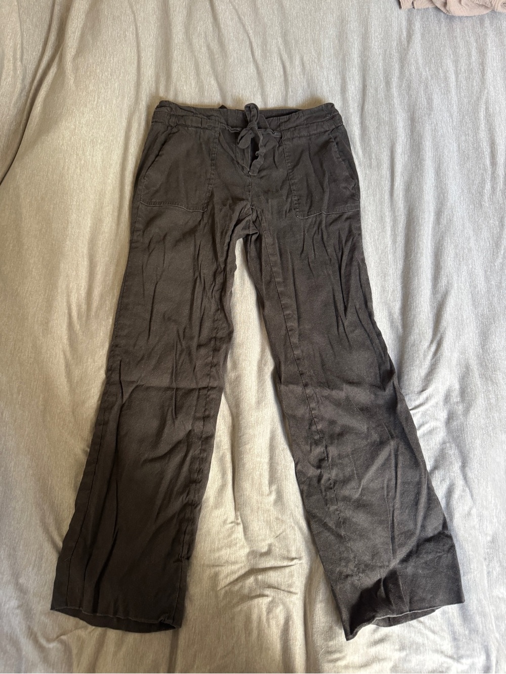 Brown Tahari Wide-Leg Drawstring Pants